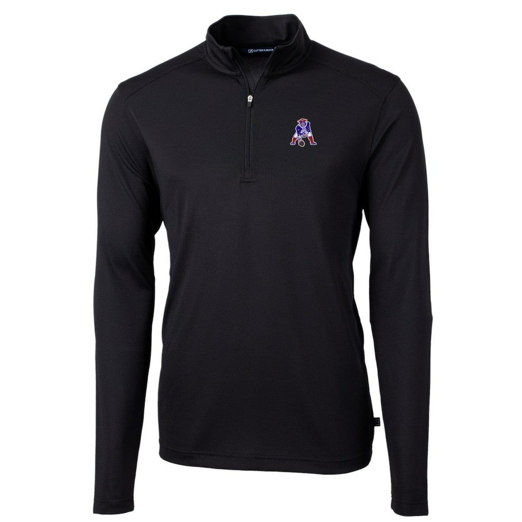 New England Patriots Cutter & Buck Throwback Logo Virtue Eco Pique Recycled Quarter-Zip Big & Tall Pullover Top Black - NFL