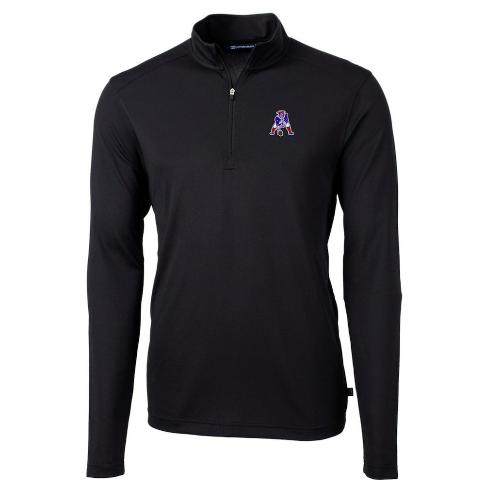 New England Patriots Cutter & Buck Throwback Logo Virtue Eco Pique Recycled Quarter-Zip Big & Tall Pullover Top Black - NFL