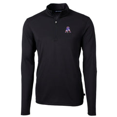 New England Patriots Cutter & Buck Throwback Logo Virtue Eco Pique Recycled Quarter-Zip Big & Tall Pullover Top Black - NFL