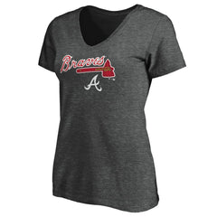 Atlanta Braves Women's Team Lockup V-Neck T-Shirt Near Me