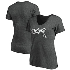 Los Angeles Dodgers Women's Team Lockup V-Neck T-Shirt discount