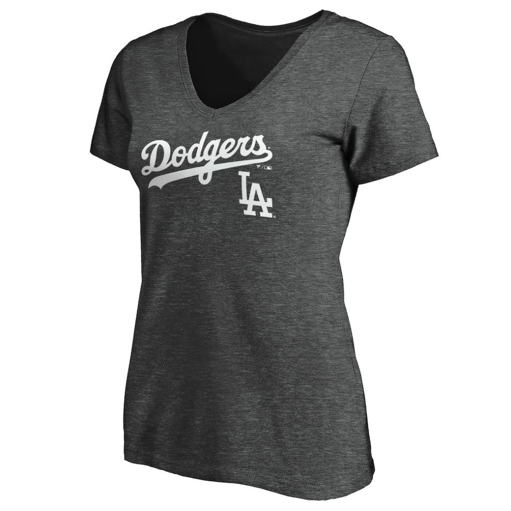 Los Angeles Dodgers Women's Team Lockup V-Neck T-Shirt discount