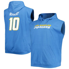 Justin Herbert Los Angeles Chargers Profile Big & Tall Muscle Pullover Hoodie Powder Blue - NFL
