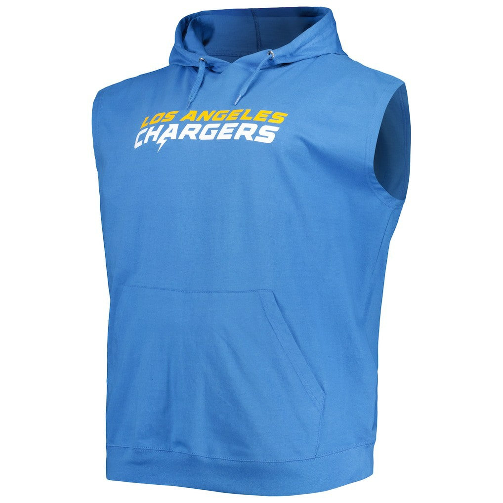 Justin Herbert Los Angeles Chargers Profile Big & Tall Muscle Pullover Hoodie Powder Blue - NFL