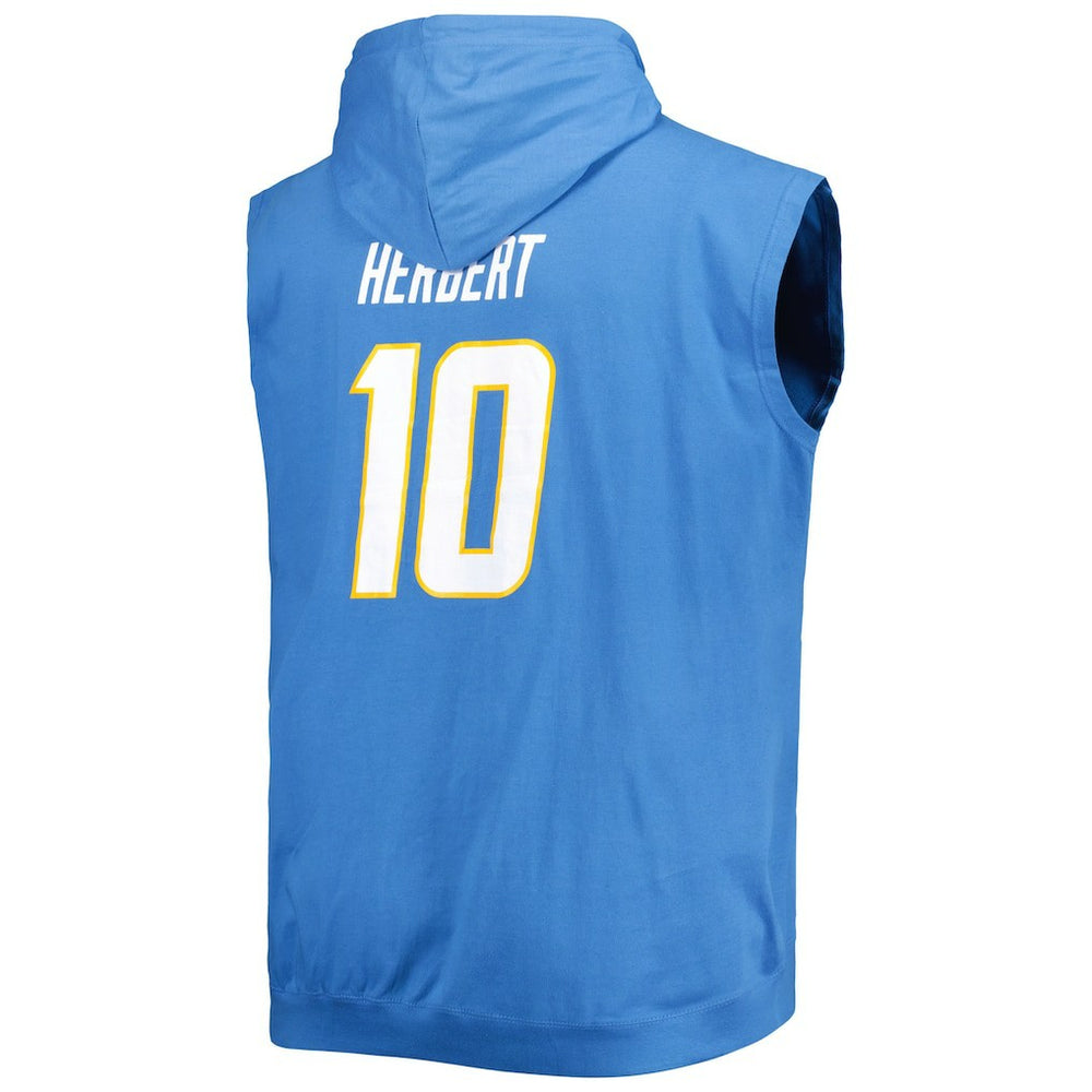 Justin Herbert Los Angeles Chargers Profile Big & Tall Muscle Pullover Hoodie Powder Blue - NFL