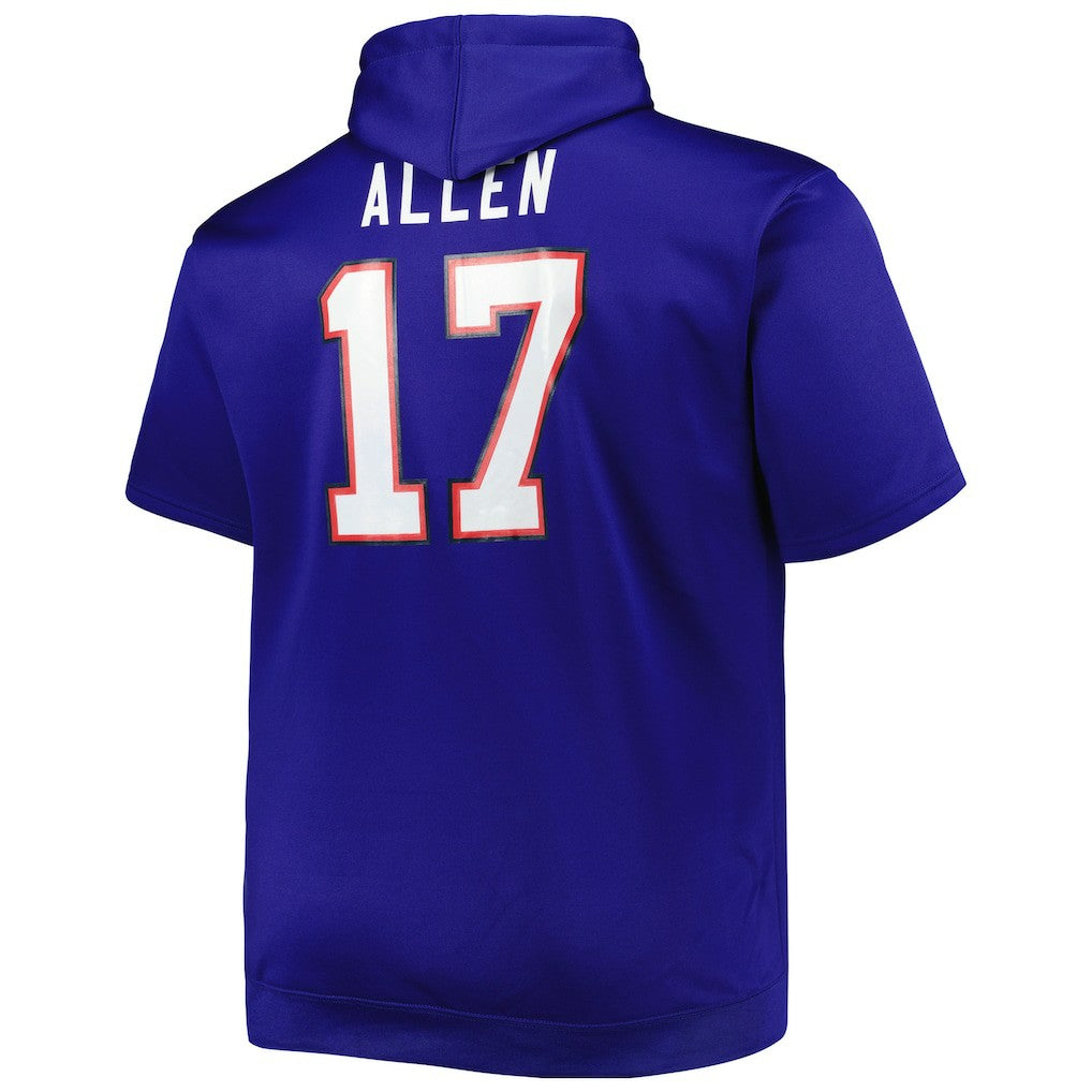 Josh Allen Buffalo Bills Big & Tall Short Sleeve Pullover Hoodie Royal - NFL