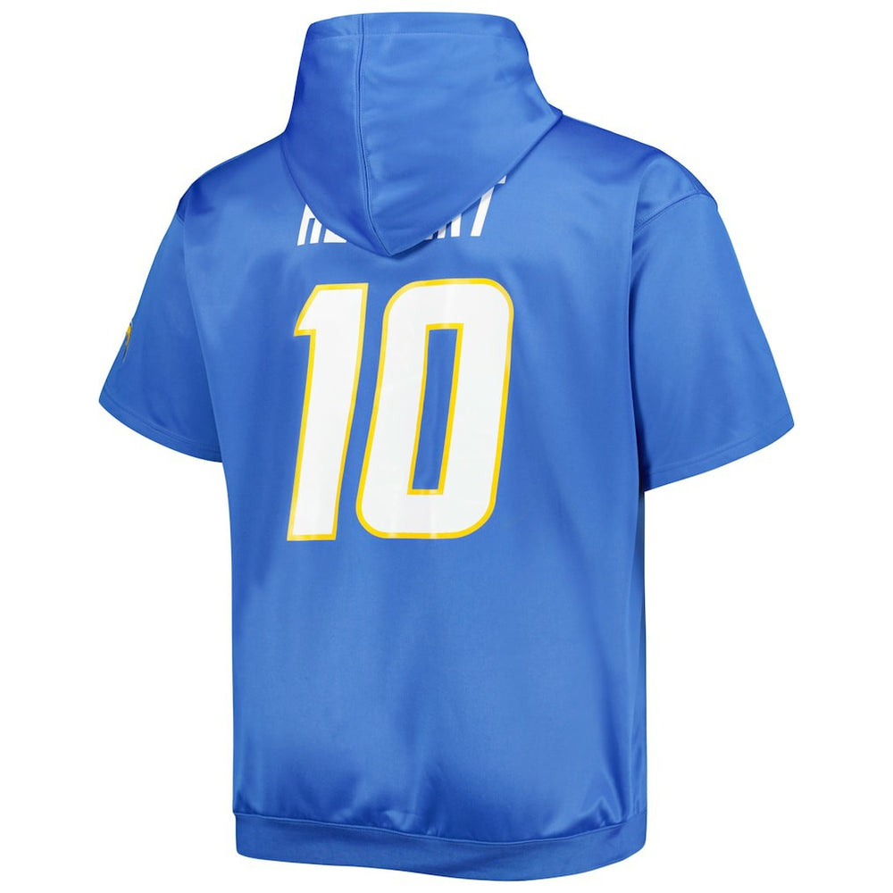 Justin Herbert Los Angeles Chargers Big & Tall Short Sleeve Pullover Hoodie Powder Blue - NFL