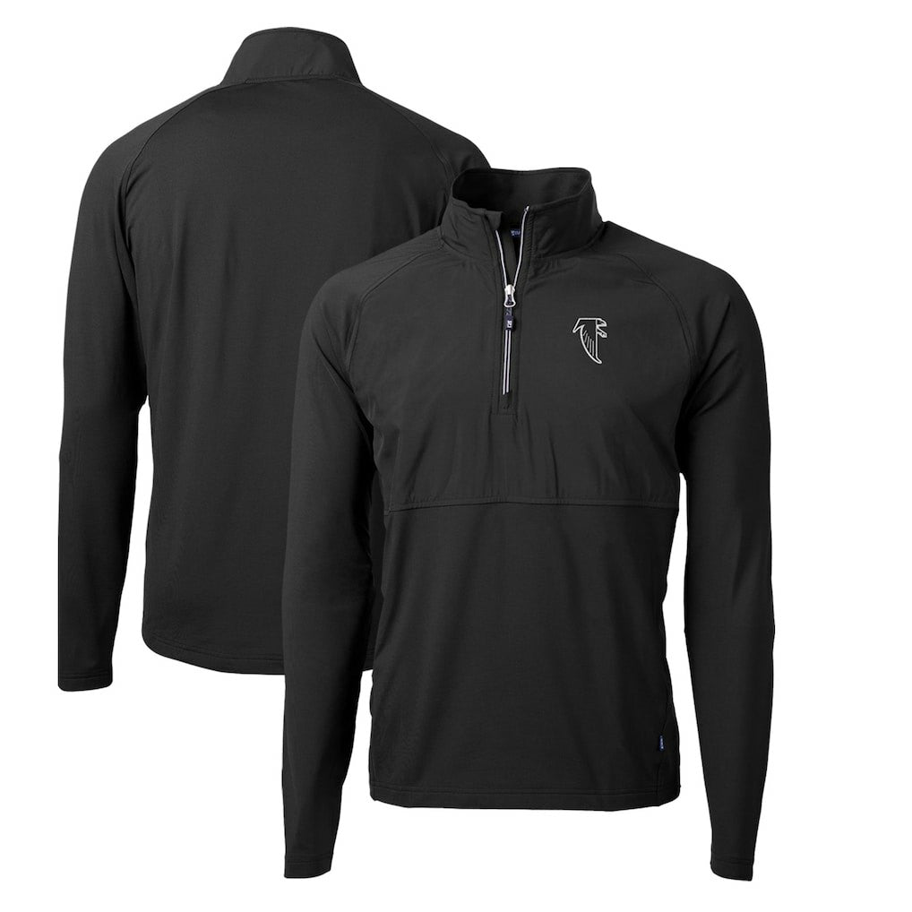 Atlanta Falcons Cutter & Buck Adapt Eco Knit Hybrid Recycled Quarter-Zip Throwback Pullover Top Black - NFL