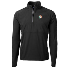 Miami Dolphins Cutter & Buck Adapt Eco Knit Hybrid Recycled Quarter-Zip Throwback Pullover Top Black - NFL