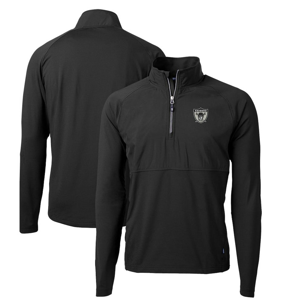 Las Vegas Raiders Cutter & Buck Adapt Eco Knit Hybrid Recycled Quarter-Zip Throwback Pullover Top Black - NFL