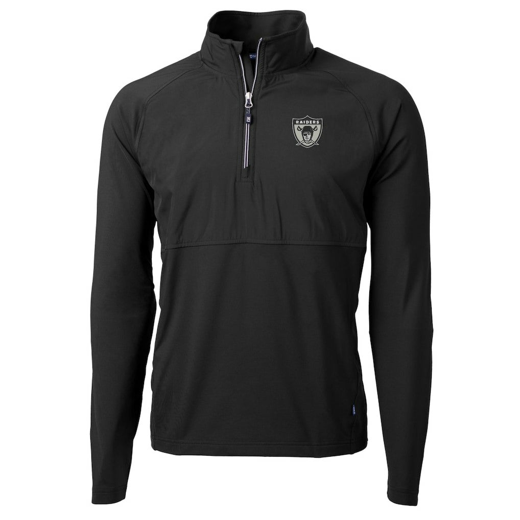 Las Vegas Raiders Cutter & Buck Adapt Eco Knit Hybrid Recycled Quarter-Zip Throwback Pullover Top Black - NFL