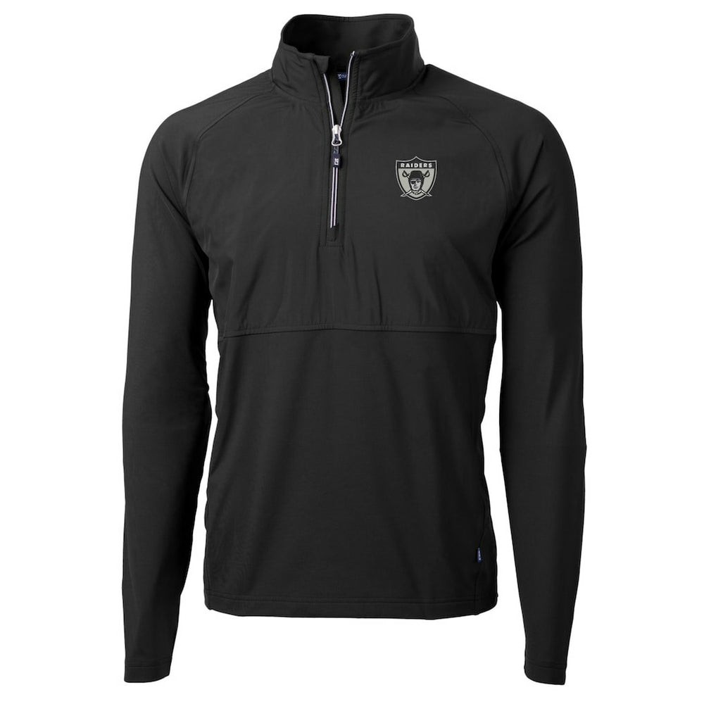 Las Vegas Raiders Cutter & Buck Adapt Eco Knit Hybrid Recycled Quarter-Zip Throwback Pullover Top Black - NFL
