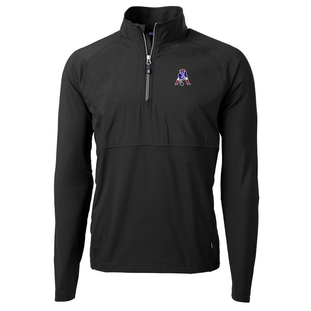 New England Patriots Cutter & Buck Adapt Eco Knit Hybrid Recycled Quarter-Zip Throwback Pullover Top Black - NFL