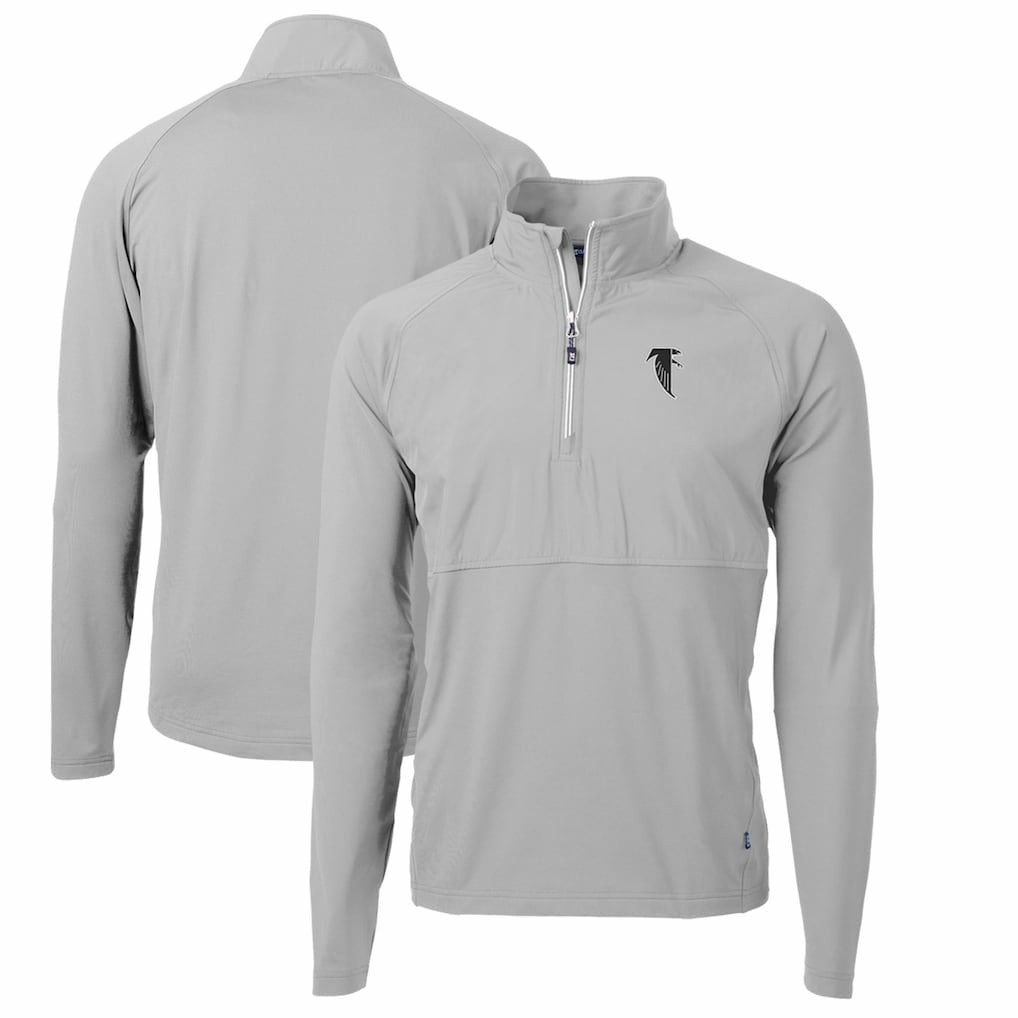 Atlanta Falcons Cutter & Buck Adapt Eco Knit Hybrid Recycled Quarter-Zip Throwback Pullover Top Gray - NFL
