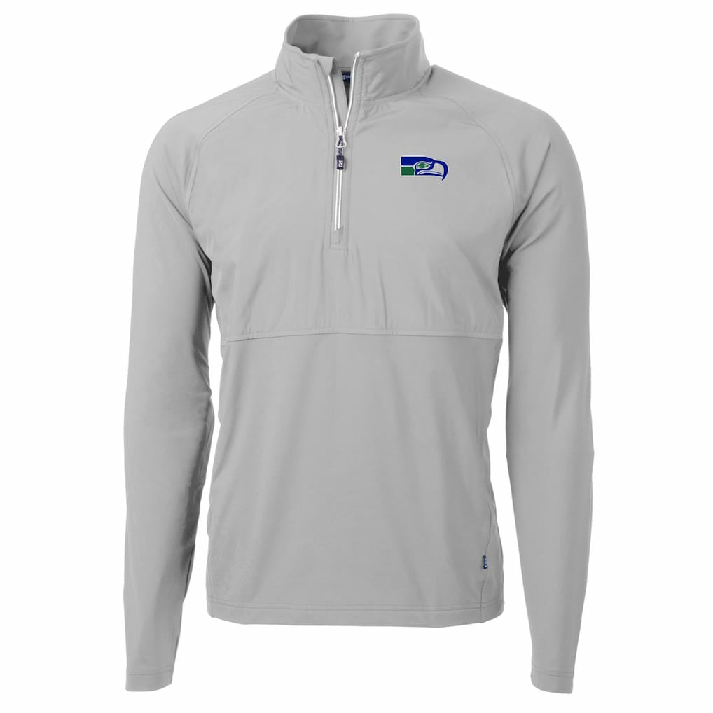 Seattle Seahawks Cutter & Buck Adapt Eco Knit Hybrid Recycled Quarter-Zip Throwback Pullover Top Gray - NFL