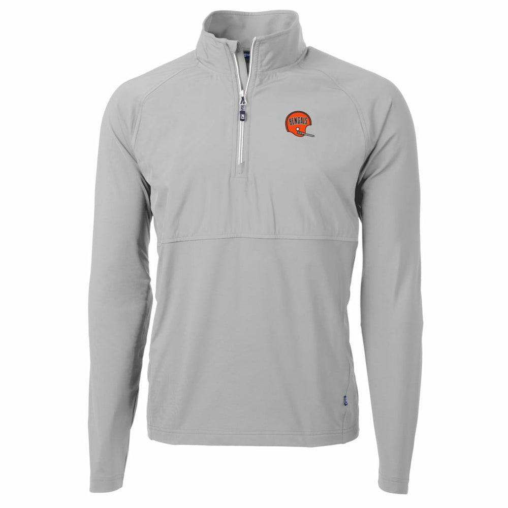 Cincinnati Bengals Cutter & Buck Adapt Eco Knit Hybrid Recycled Quarter-Zip Throwback Pullover Top Gray - NFL