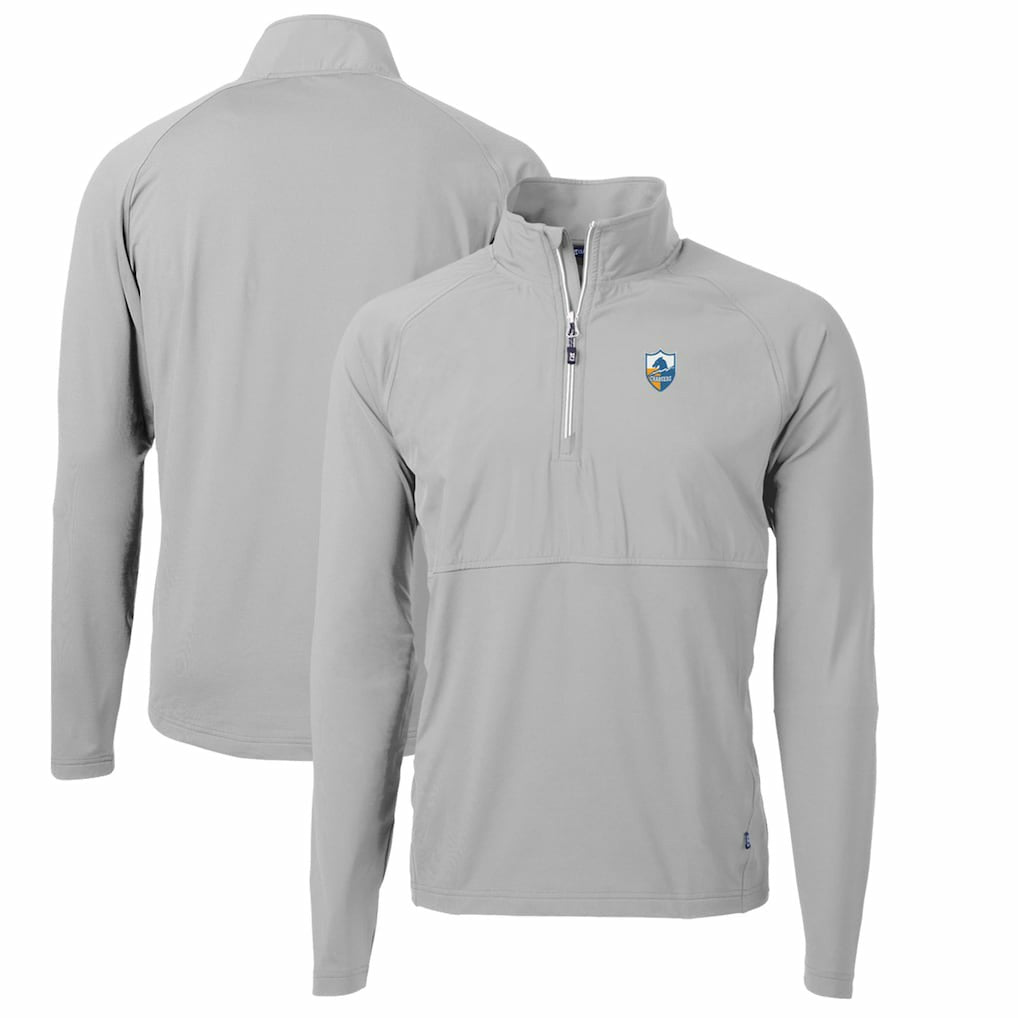 Los Angeles Chargers Cutter & Buck Adapt Eco Knit Hybrid Recycled Quarter-Zip Throwback Pullover Top Gray - NFL