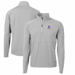 New England Patriots Cutter & Buck Adapt Eco Knit Hybrid Recycled Quarter-Zip Throwback Pullover Top Gray - NFL