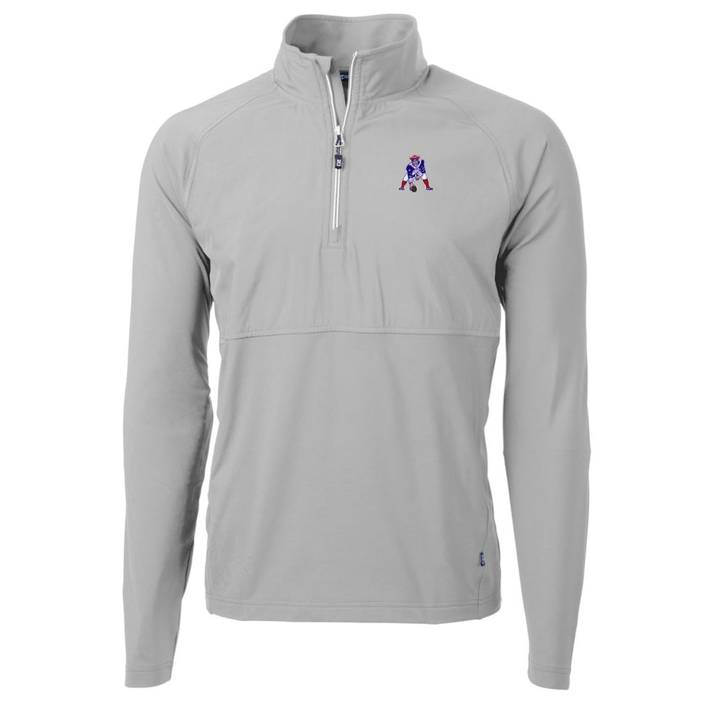 New England Patriots Cutter & Buck Adapt Eco Knit Hybrid Recycled Quarter-Zip Throwback Pullover Top Gray - NFL