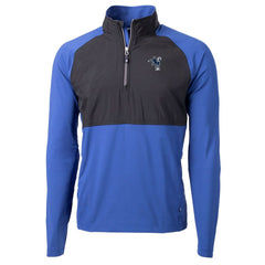 Indianapolis Colts Cutter & Buck Adapt Eco Knit Hybrid Recycled Quarter-Zip Throwback Pullover Top Royal/Black - NFL