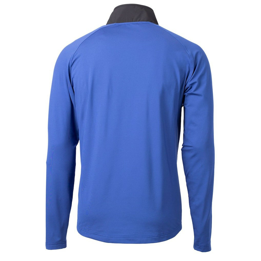 Indianapolis Colts Cutter & Buck Adapt Eco Knit Hybrid Recycled Quarter-Zip Throwback Pullover Top Royal/Black - NFL