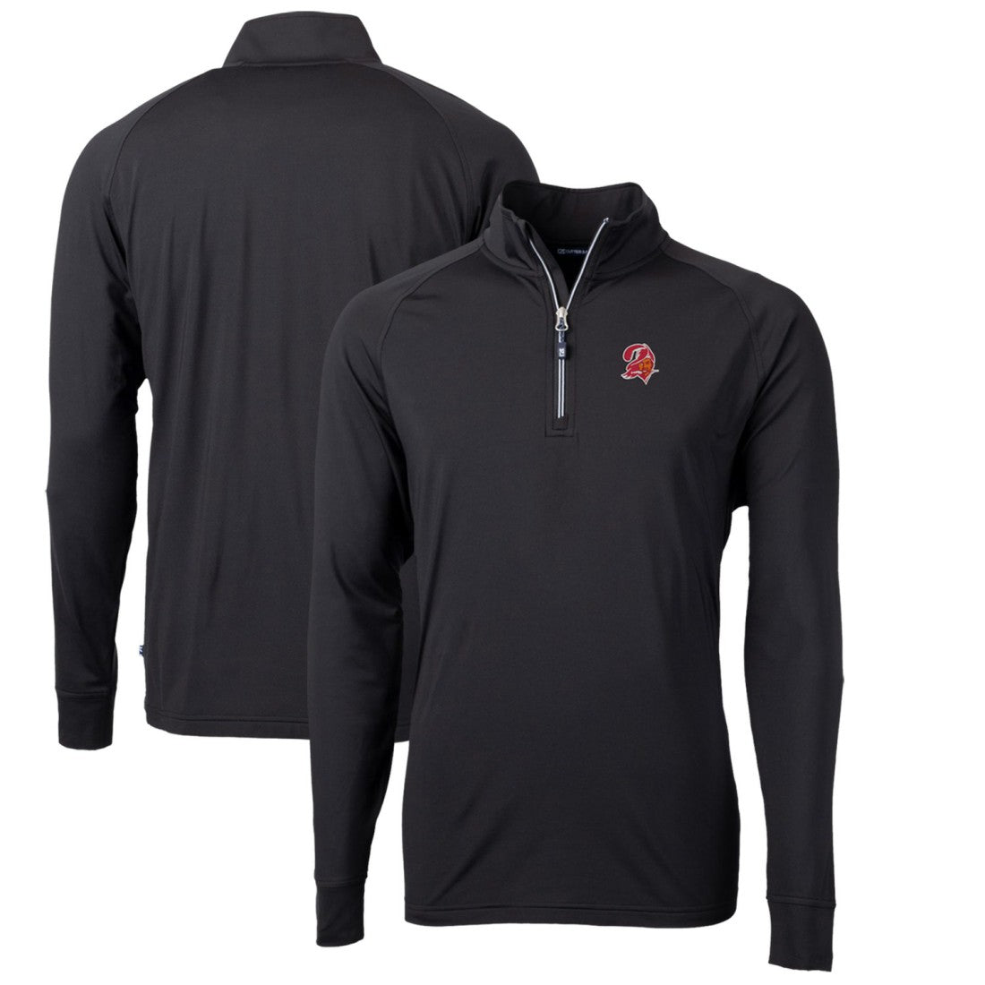 Tampa Bay Buccaneers Cutter & Buck Adapt Eco Knit Stretch Recycled Quarter-Zip Throwback Pullover Top Black - NFL