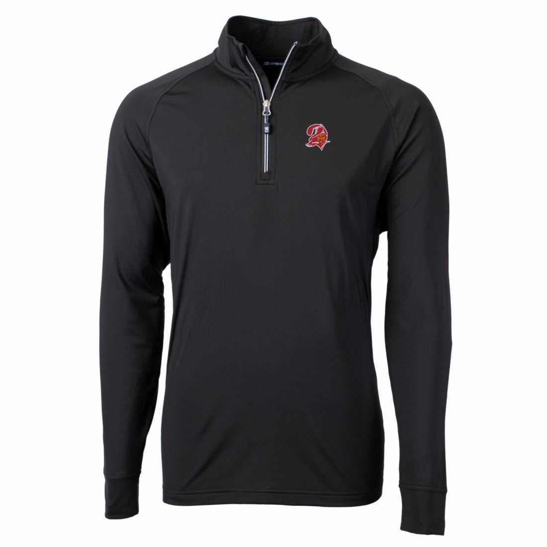Tampa Bay Buccaneers Cutter & Buck Adapt Eco Knit Stretch Recycled Quarter-Zip Throwback Pullover Top Black - NFL