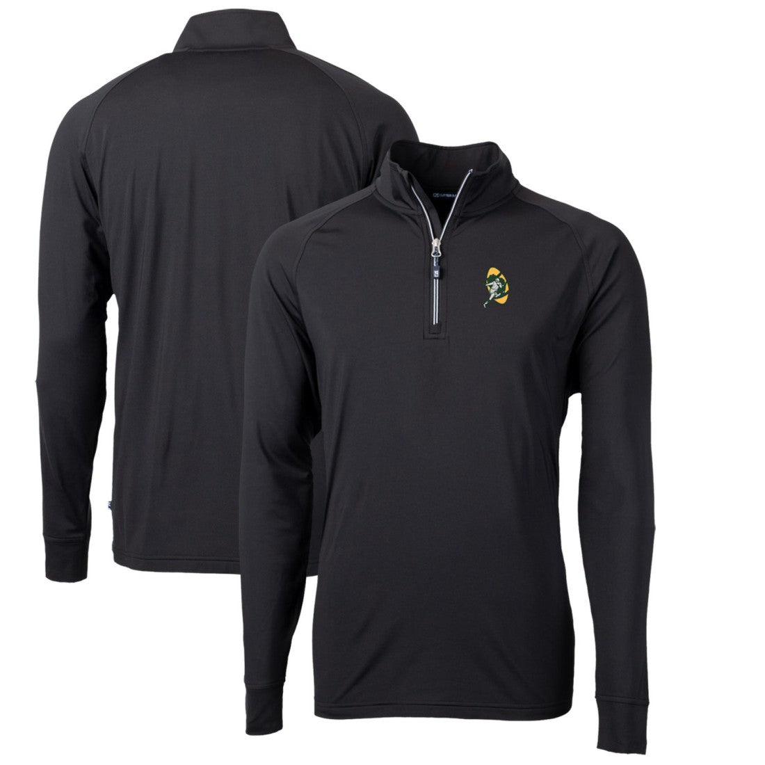 Green Bay Packers Cutter & Buck Adapt Eco Knit Stretch Recycled Quarter-Zip Throwback Pullover Top Black - NFL
