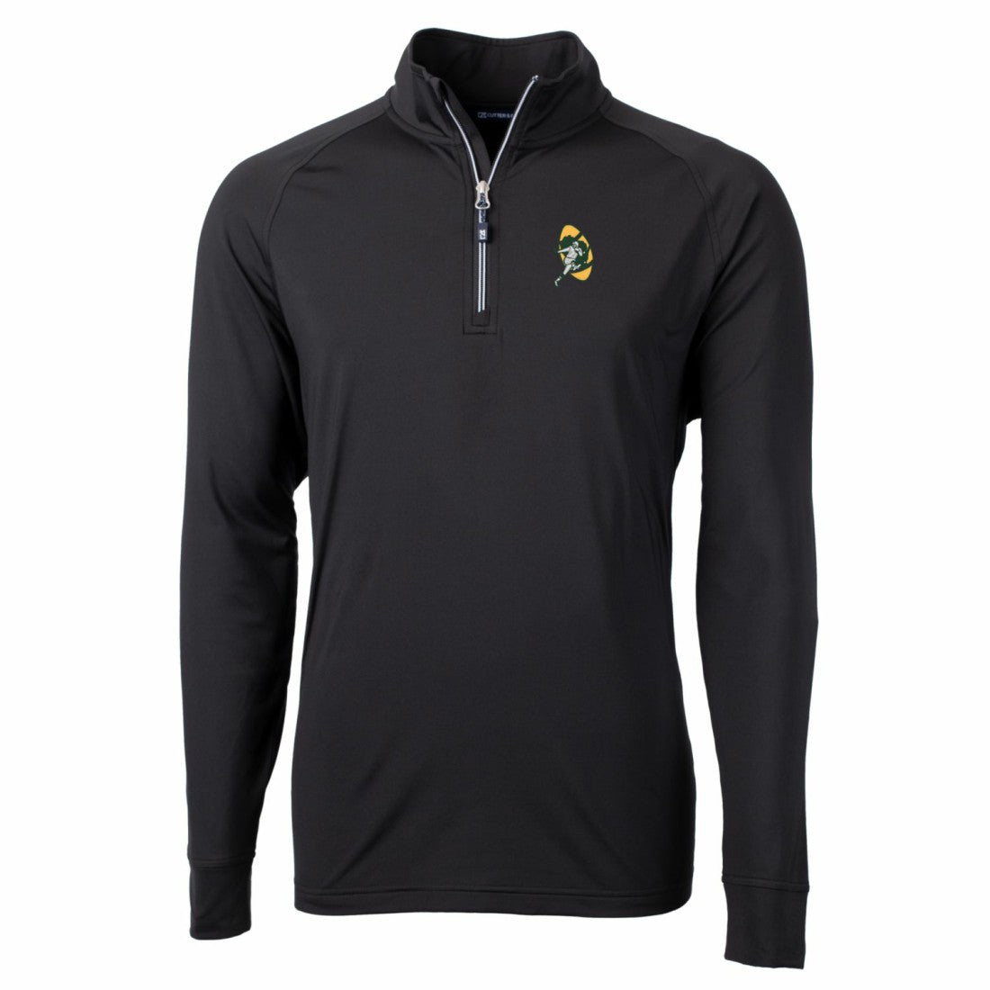 Green Bay Packers Cutter & Buck Adapt Eco Knit Stretch Recycled Quarter-Zip Throwback Pullover Top Black - NFL