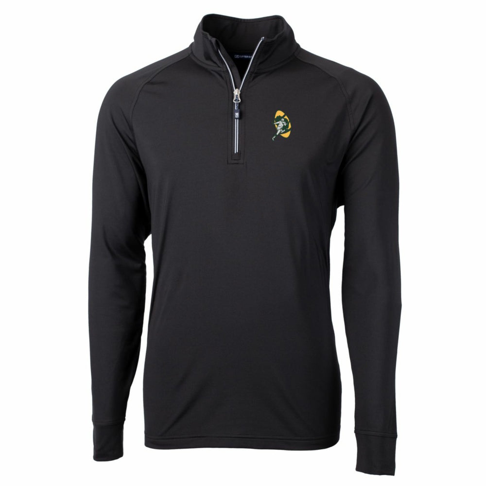 Green Bay Packers Cutter & Buck Adapt Eco Knit Stretch Recycled Quarter-Zip Throwback Pullover Top Black - NFL