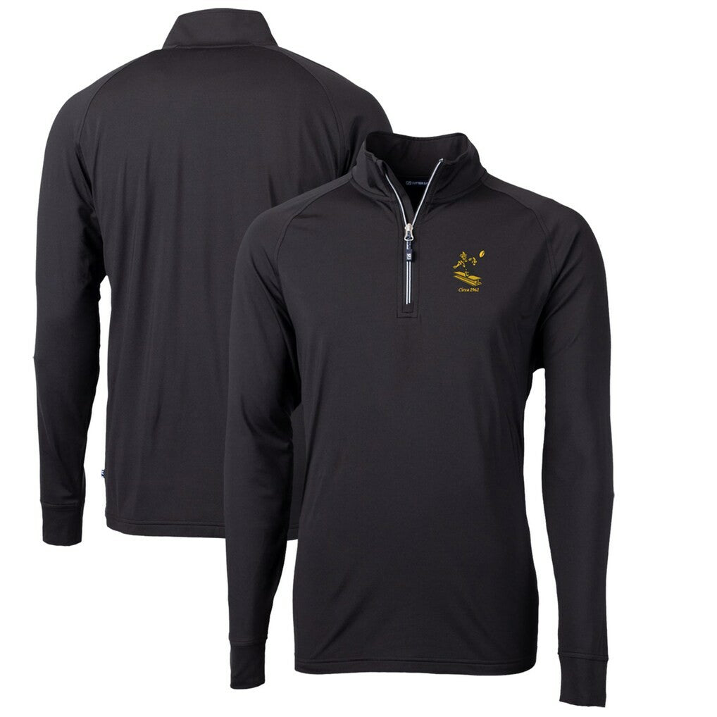 Pittsburgh Steelers Cutter & Buck Adapt Eco Knit Stretch Recycled Quarter-Zip Throwback Pullover Top Black - NFL