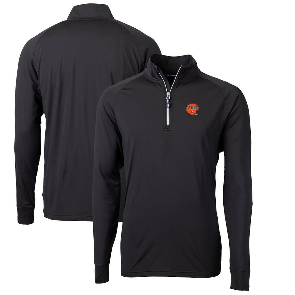 Cincinnati Bengals Cutter & Buck Adapt Eco Knit Stretch Recycled Quarter-Zip Throwback Pullover Top Black - NFL