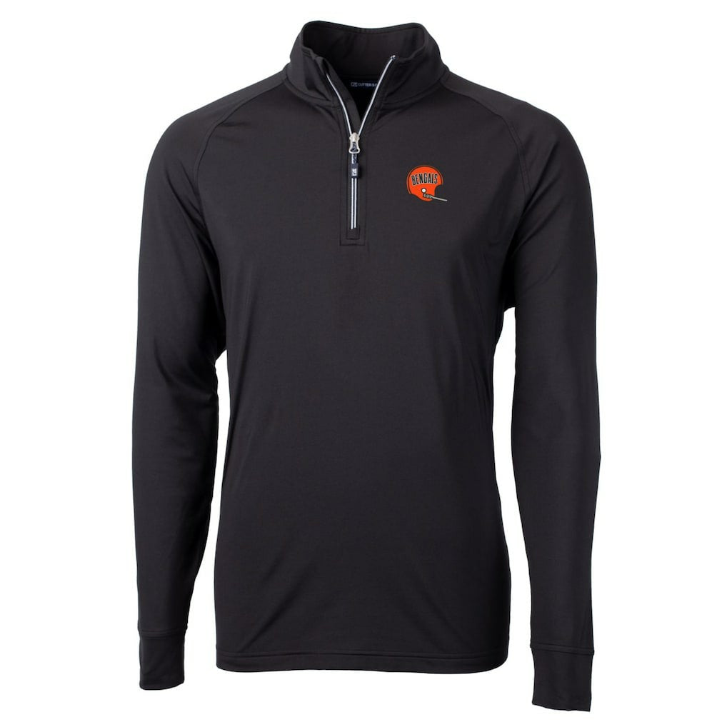 Cincinnati Bengals Cutter & Buck Adapt Eco Knit Stretch Recycled Quarter-Zip Throwback Pullover Top Black - NFL