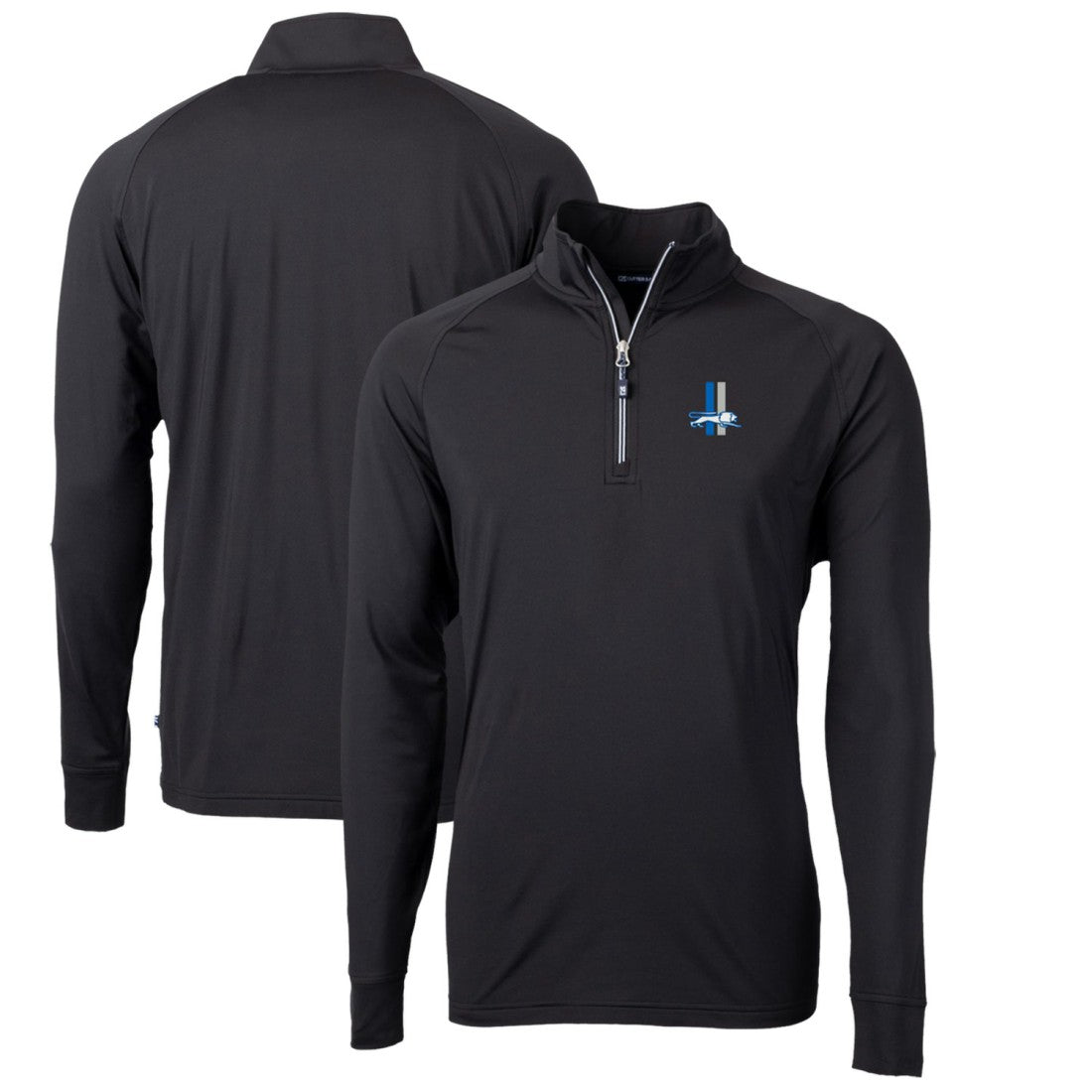 Detroit Lions Cutter & Buck Adapt Eco Knit Stretch Recycled Quarter-Zip Throwback Pullover Top Black - NFL