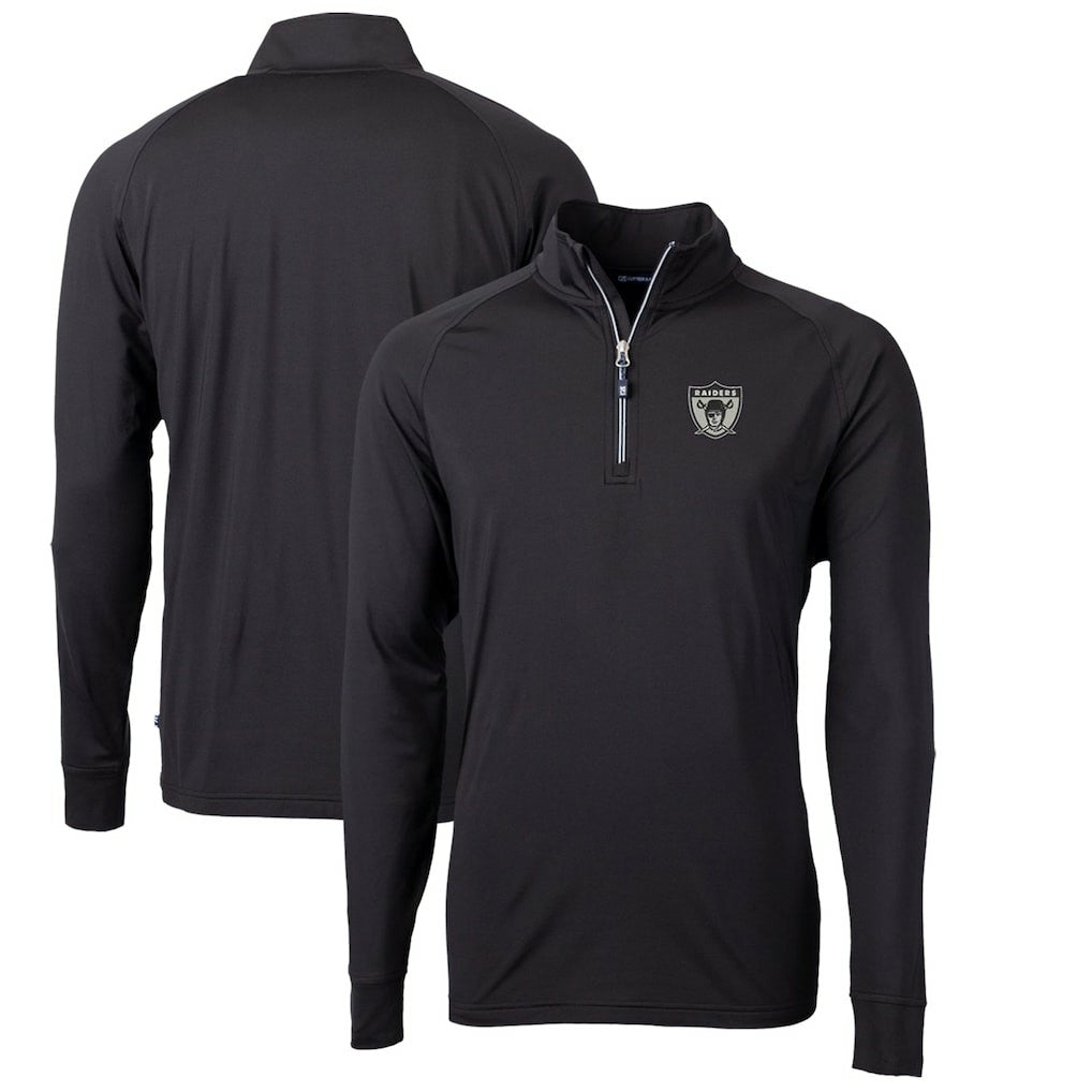 Las Vegas Raiders Cutter & Buck Adapt Eco Knit Stretch Recycled Quarter-Zip Throwback Pullover Top Black - NFL