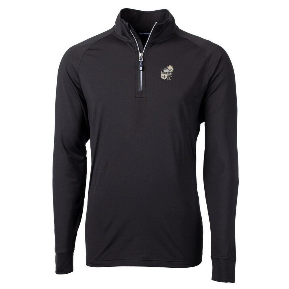 New Orleans Saints Cutter & Buck Adapt Eco Knit Stretch Recycled Quarter-Zip Throwback Pullover Top Black - NFL
