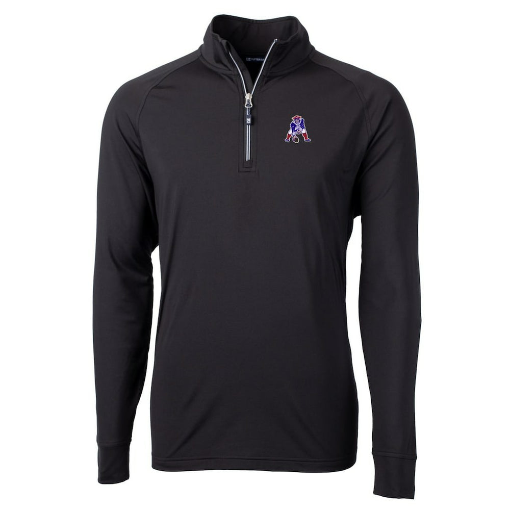 New England Patriots Cutter & Buck Adapt Eco Knit Stretch Recycled Quarter-Zip Throwback Pullover Top Black - NFL