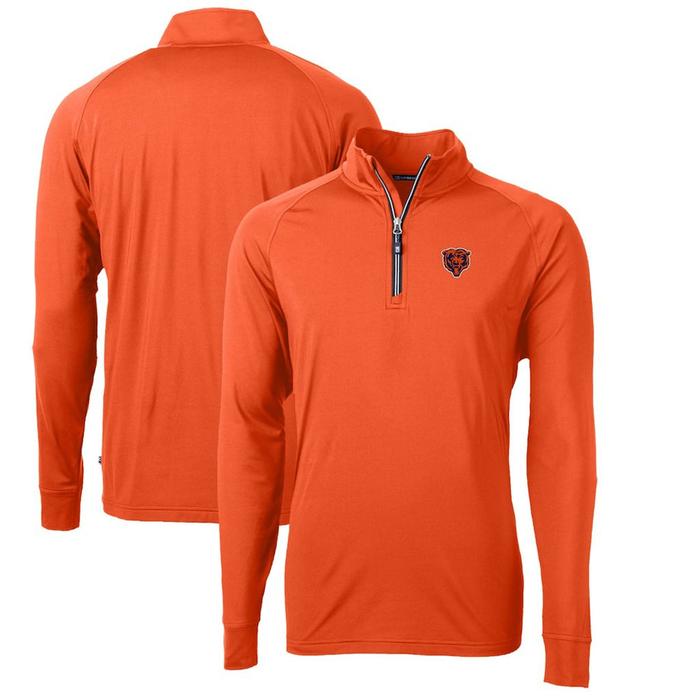 Chicago Bears Cutter & Buck Adapt Eco Knit Stretch Recycled Quarter-Zip Throwback Pullover Top Orange - NFL