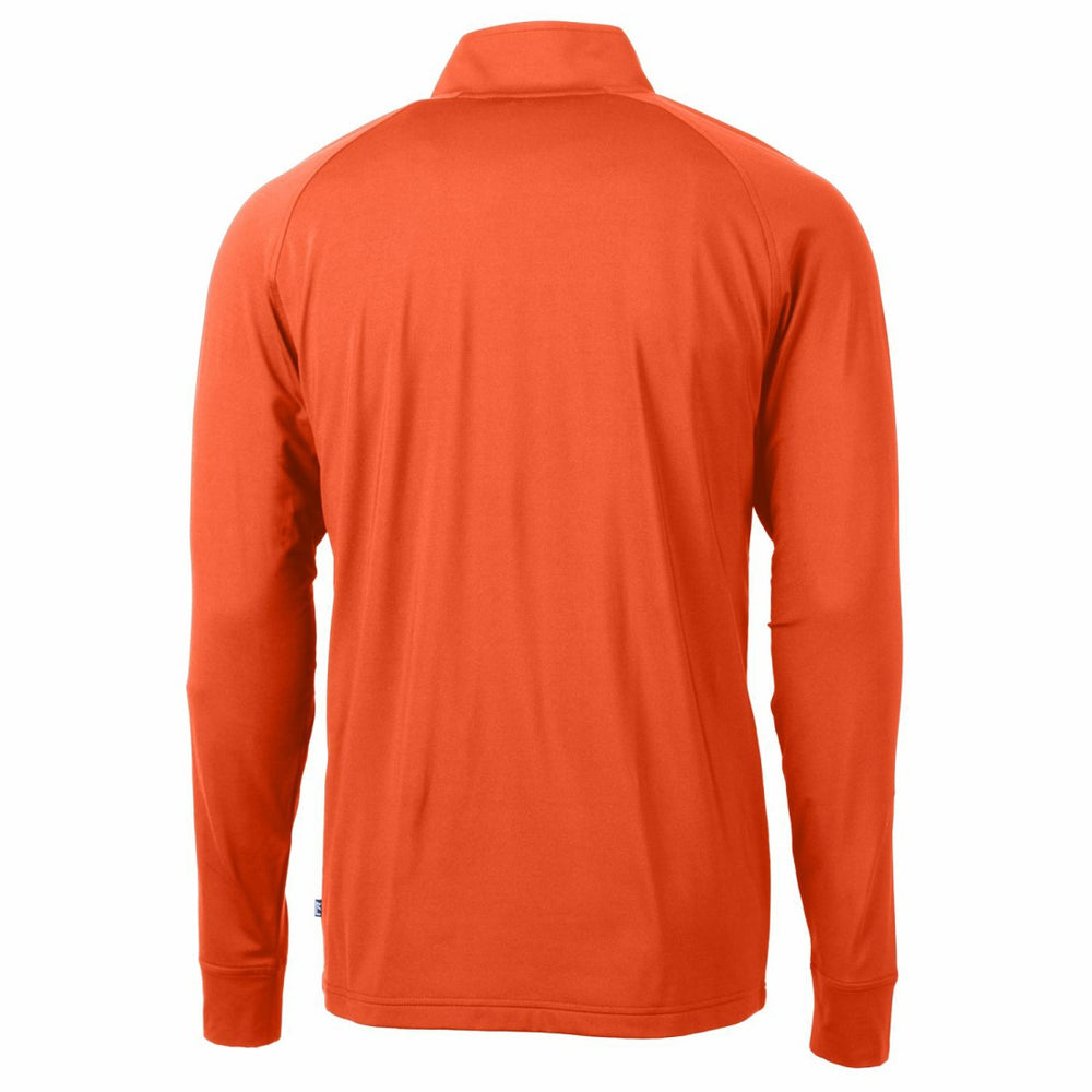 Denver Broncos Cutter & Buck Adapt Eco Knit Stretch Recycled Quarter-Zip Throwback Pullover Top Orange - NFL