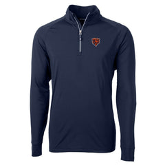 Chicago Bears Cutter & Buck Adapt Eco Knit Stretch Recycled Quarter-Zip Throwback Pullover Top Navy - NFL