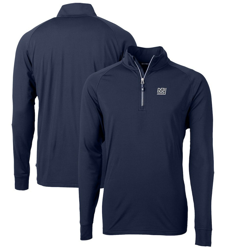 New York Giants Cutter & Buck Adapt Eco Knit Stretch Recycled Quarter-Zip Throwback Pullover Top Navy - NFL