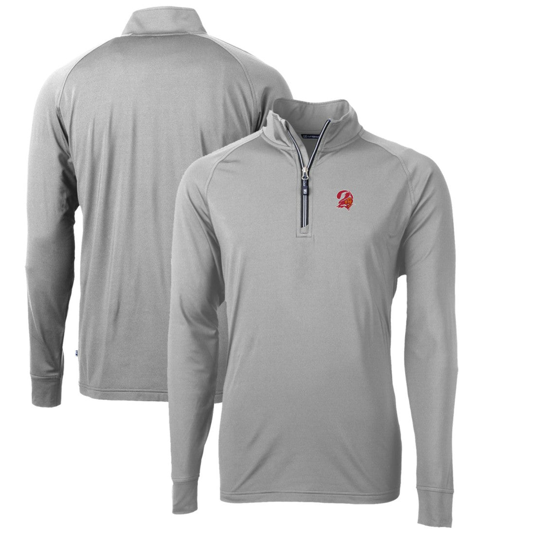 Tampa Bay Buccaneers Cutter & Buck Adapt Eco Knit Stretch Recycled Quarter-Zip Throwback Pullover Top Pewter - NFL