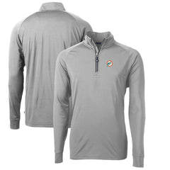 Miami Dolphins Cutter & Buck Adapt Eco Knit Stretch Recycled Quarter-Zip Throwback Pullover Top Gray - NFL