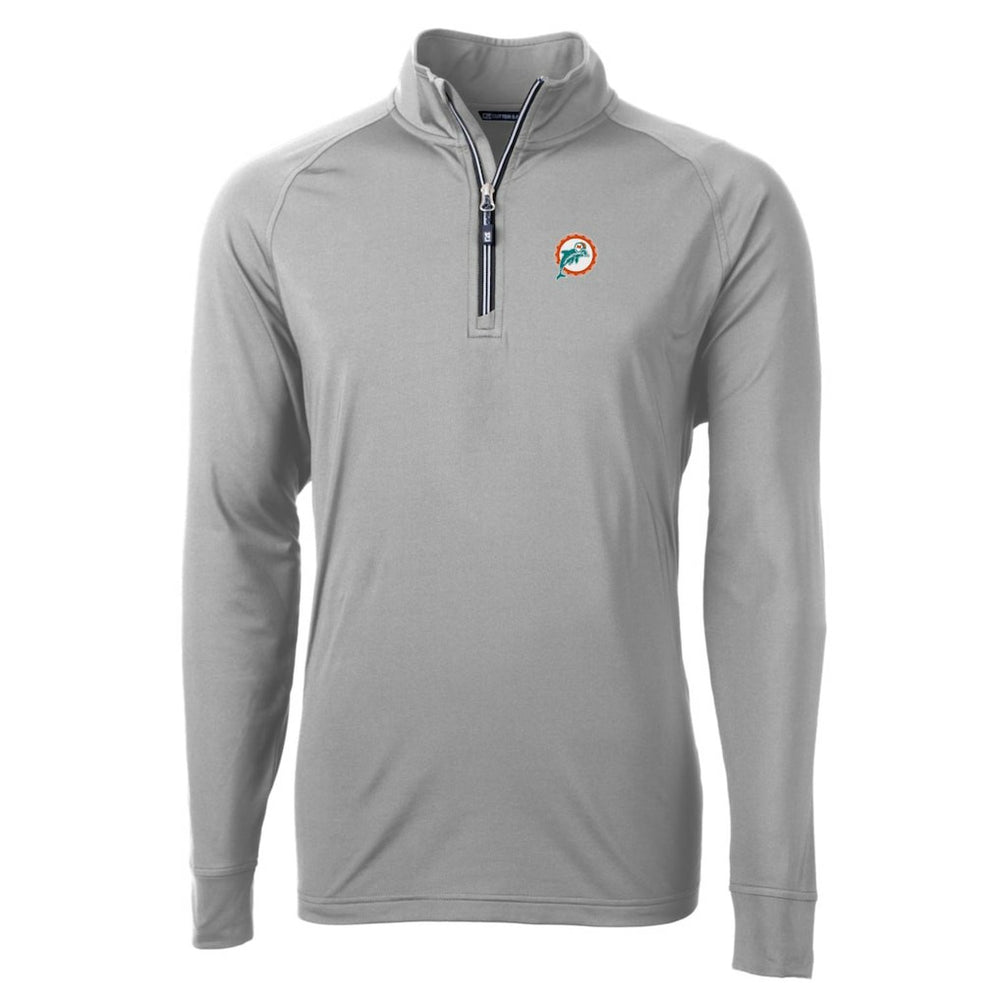 Miami Dolphins Cutter & Buck Adapt Eco Knit Stretch Recycled Quarter-Zip Throwback Pullover Top Gray - NFL