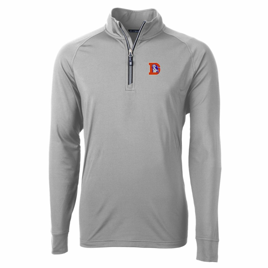 Denver Broncos Cutter & Buck Adapt Eco Knit Stretch Recycled Quarter-Zip Throwback Pullover Top Gray - NFL