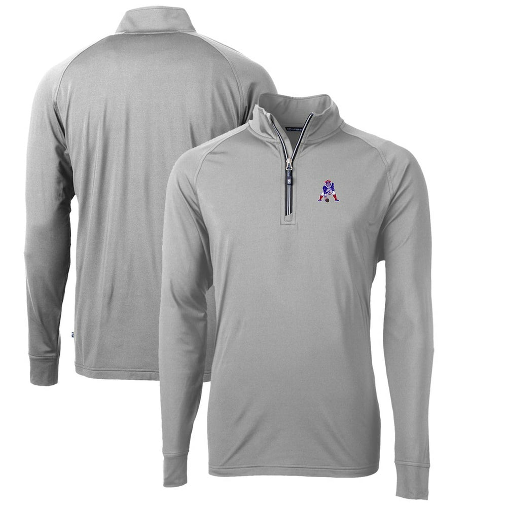 New England Patriots Cutter & Buck Adapt Eco Knit Stretch Recycled Quarter-Zip Throwback Pullover Top Gray - NFL