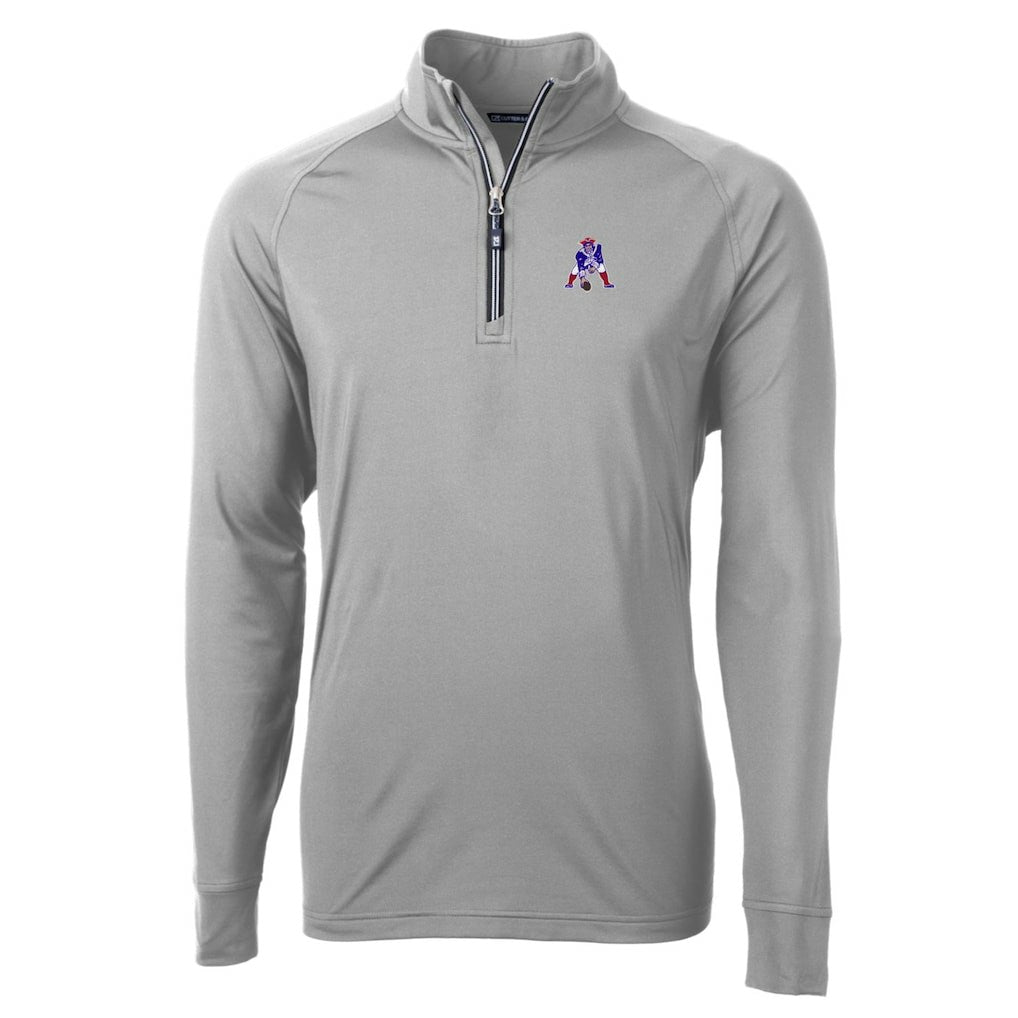 New England Patriots Cutter & Buck Adapt Eco Knit Stretch Recycled Quarter-Zip Throwback Pullover Top Gray - NFL
