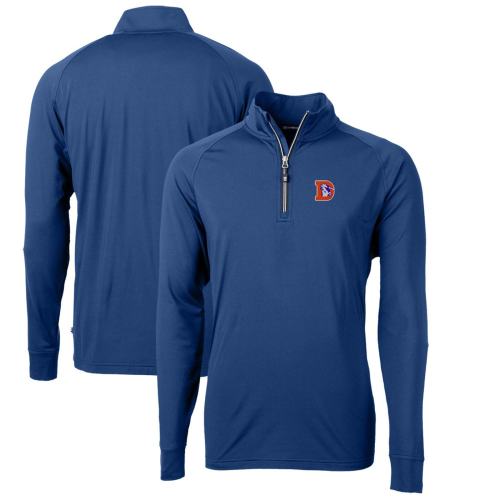 Denver Broncos Cutter & Buck Adapt Eco Knit Stretch Recycled Quarter-Zip Throwback Pullover Top Royal - NFL