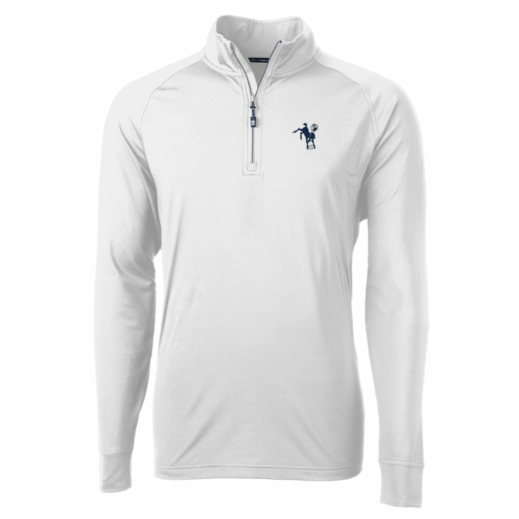 Indianapolis Colts Cutter & Buck Adapt Eco Knit Stretch Recycled Quarter-Zip Throwback Pullover Top White - NFL