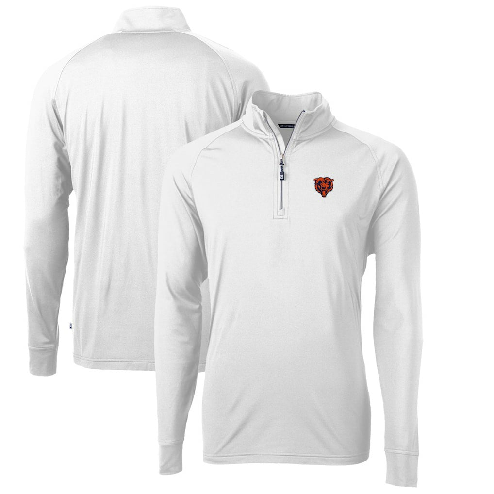 Chicago Bears Cutter & Buck Adapt Eco Knit Stretch Recycled Quarter-Zip Throwback Pullover Top White - NFL